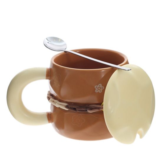 Кружка с крышкой и ложкой, L8,8 W8,8 H8,5 см, дизайн микс