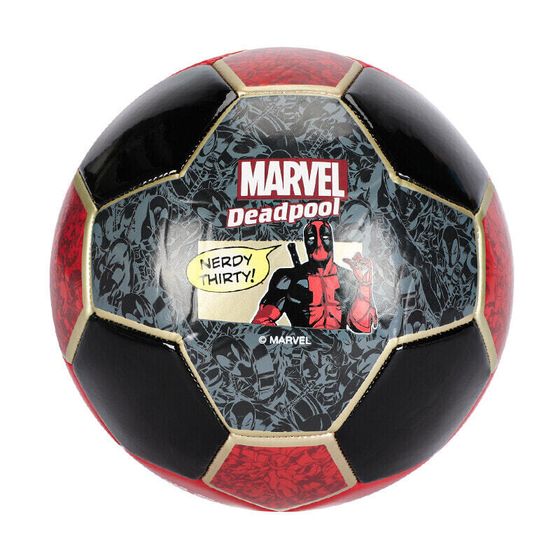 Disney Marvel Series Size 5 Deadpool Outdoor Soccer PVC Machine Stitched Soccer Ball Unisex Black Red