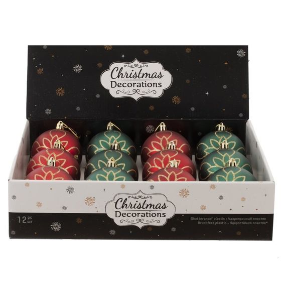 Набор из 12 шт: Украшение новогоднее &quot;Шар&quot;, L35 W27 H9 см