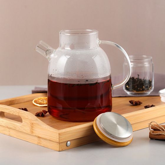 Чайник заварочный PURE 1800мл с бамбуковой крышкой