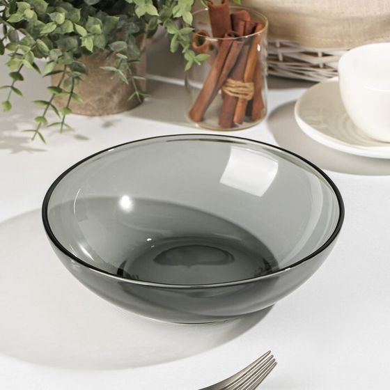 Салатник стеклянный Basilico. Lava Grey, 800 мл, d=20 см, цвет серый