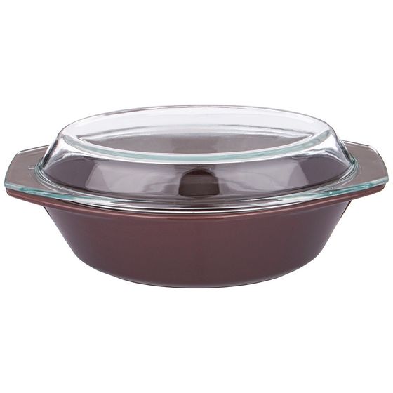 ФОРМА ДЛЯ ЗАПЕКАНИЯ СО СТЕКЛЯННОЙ ЖАРОПРОЧНОЙ КРЫШКОЙ AGNESS 35,5*21,3*13,4СМ 2,5Л КОРИЧ.