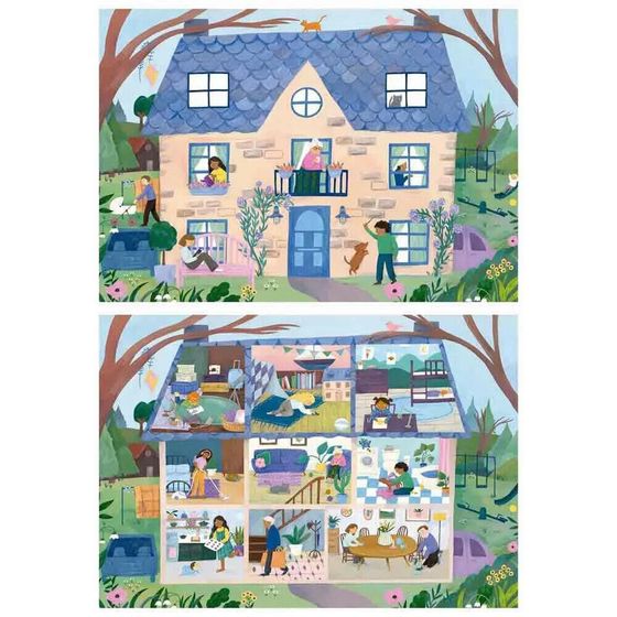 EDUCA 2x100 Pieces House Outside/Inside Puzzle