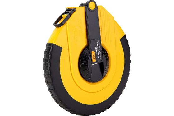 Рулетка Deli DL9850ZY 50м x 14.5мм, ударопрочный корпус, полотно из стекловолокна и ПВХ