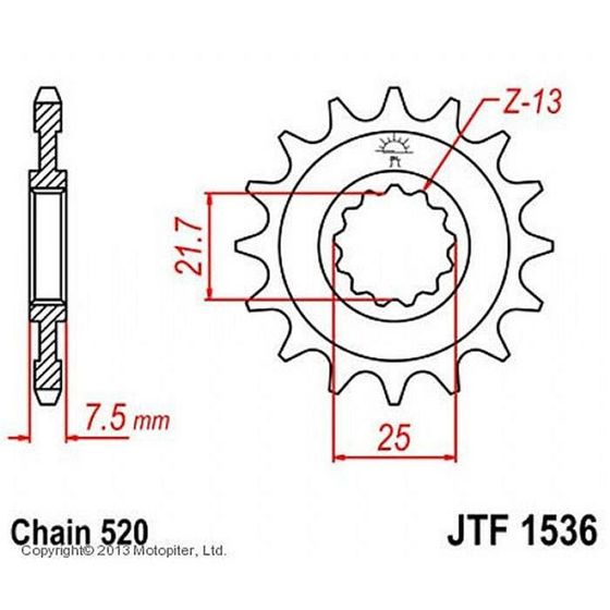 Звезда ведущая JT sprockets JTF1536-16, цепь 520, 16 зубьев