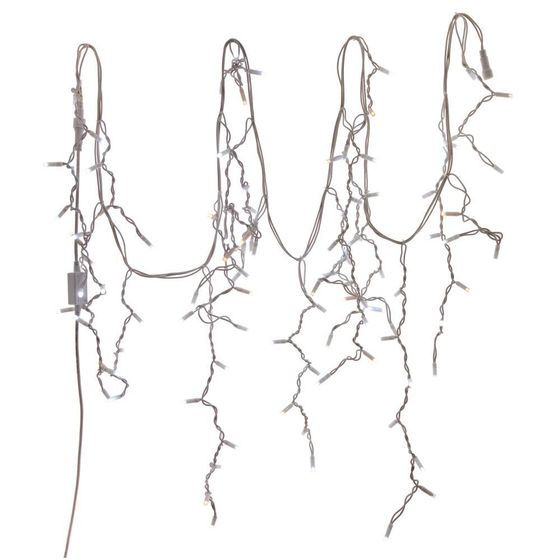 Электрогирлянда уличная &quot;Бахрома&quot;, L300 cм, (мерц теп белым100 LED ламп 5W, шнур белый, б/
