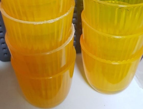 !09 Подсвечник 3 штуки "Балтика" 7х7 см, 140 мл.внутреннее рифление цвет оранжевый