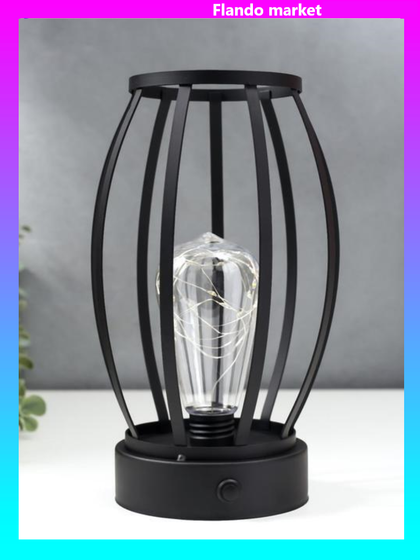 !09 Ночник лофт 16461/1 LED от батареек 3хАА черный 14х14х25,5 см