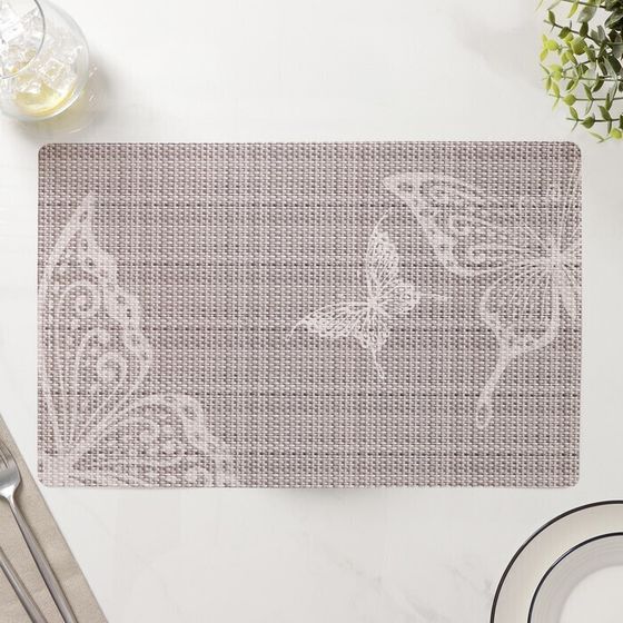 !09 Набор из 4-х предметов - Салфетка сервировочная на стол «Бабочки», 26x41 см.