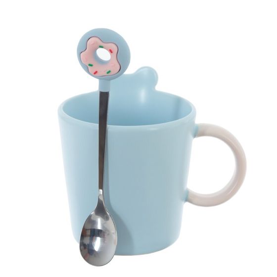 Кружка с ложкой, 350 мл, L12 W9,5 H11 см, дизайн микс