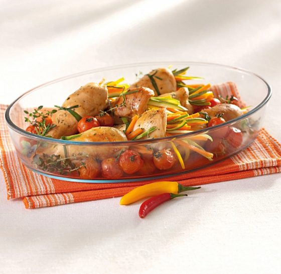 Овальная форма с крышкой XL 3л 35х24х6см зеленая