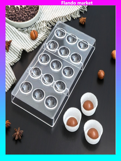 !09 Форма для шоколада «Полусфера», 28×14 см, 15 ячеек, цвет прозрачный