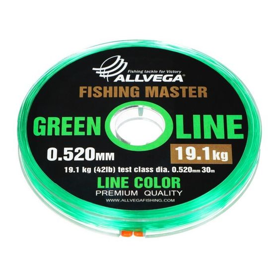 Леска монофильная ALLVEGA Fishing Master, диаметр 0.520 мм, тест 19,1 кг, 30 м, зеленая