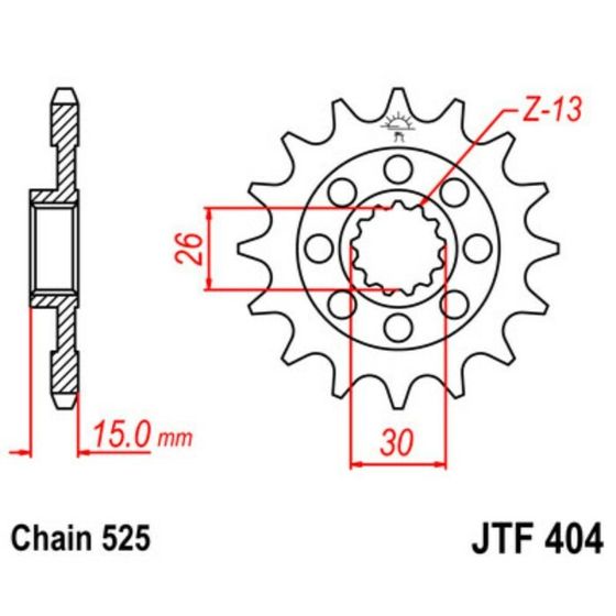 Звезда ведущая JTF404-17, F404-17, JT sprockets, цепь 525, 17 зубьев