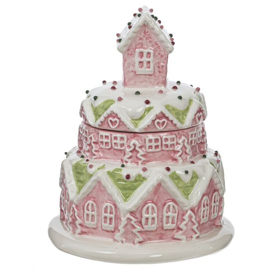 Конфетница &quot;Пряничный торт-дом&quot;, 650 мл, L14 W14 H18 см, 2в.