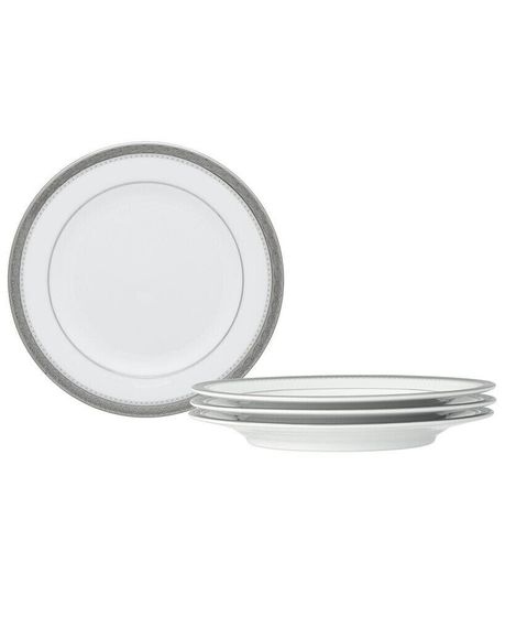 Charlotta Platinum 4 Piece Bread Butter and Appetizer Plates Set, Service for 4