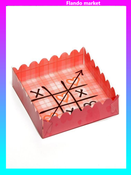 !Коробочка для печенья 5 штук с PVC крышкой, &quot;Игра в любовь&quot;, 15 х 15 х 3 см