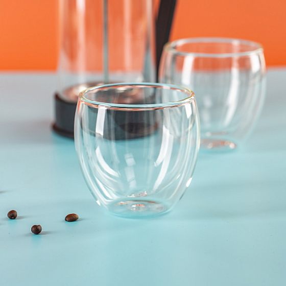 Набор для горячих напитков УЮТНЫЙ ВЕЧЕР 3пр (френч-пресс  термобокал 2шт)