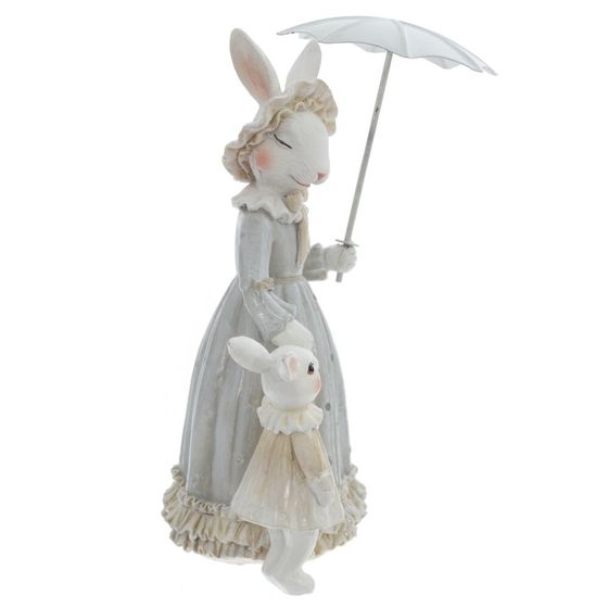 Фигурка декоративная "Зайчиха с зайчонком", L15,5 W12 H21 см