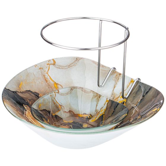 !!09 САЛАТНИК ДЛЯ СЕРВИРОВКИ ДВОЙНОЙ 15*13 И 25*22 СМ H=18 CM КОЛЛЕКЦИЯ "MARBLE"