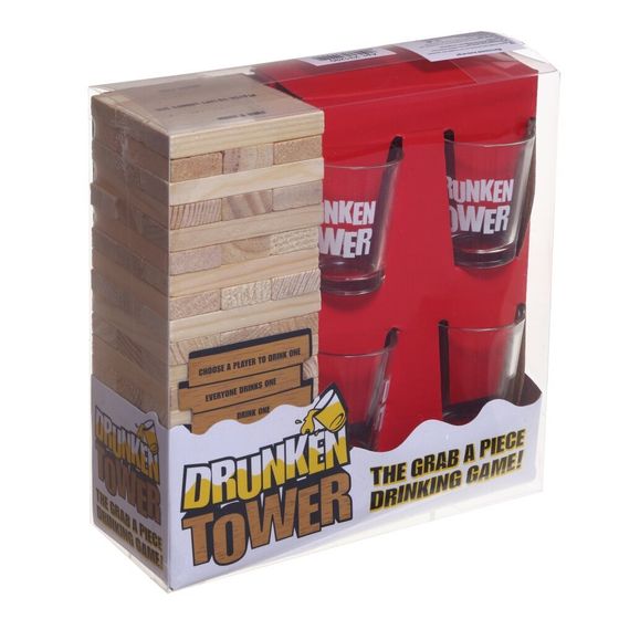 Игра настольная (питейная) &quot;Башня&quot; со стопками, Д19 Ш7 В20 см