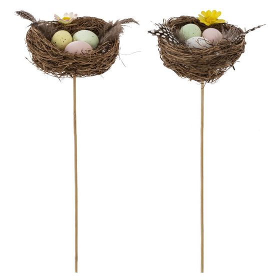 Изделие декоративное (вставка) &quot;Гнездо пасхальное&quot; (8*7*3) (блок 12 шт), L7 W7,5 H22 см, 2в.