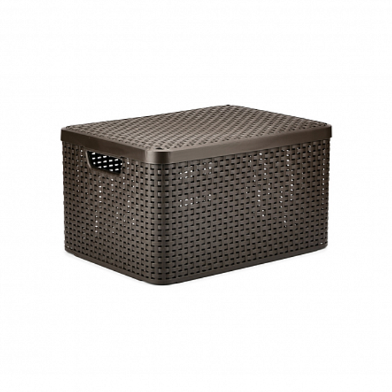 Корзина RATTAN STYLE BOX S  крышка тёмно-серая