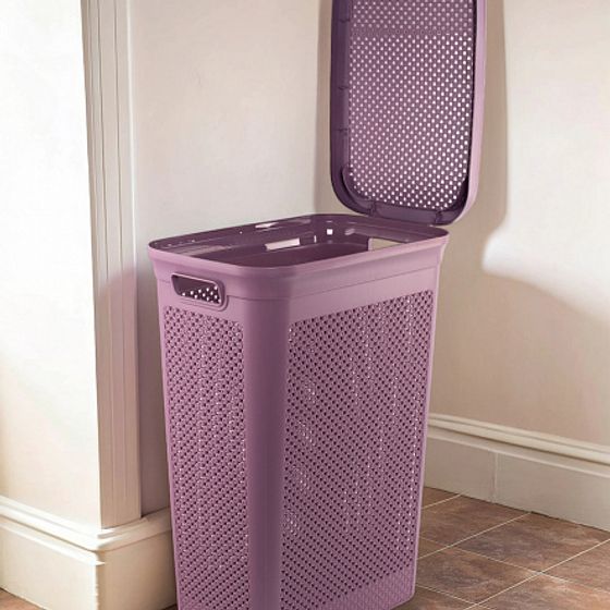 Корзина для белья DIAMOND фиолетовая 48л 44.5х28.3х59.2см узкая