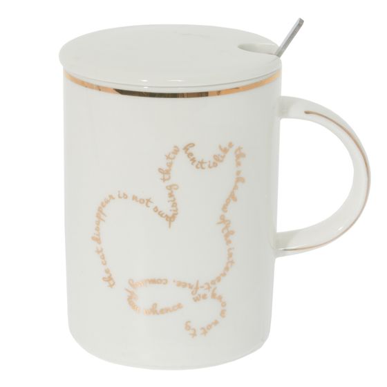 Кружка с крышкой и ложкой, 400 мл, L11,5 W8 H11,5 см, 4в.