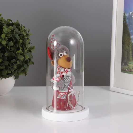Фигурка светящаяся колба RISALUX «Новогодний олень», LED-ночник, 3×ААА, красный, 11×11×22.5 см