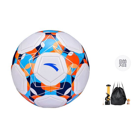 Anta Size 5 Soccer PVC Machine Stitched Soccer Ball Unisex White Yellow Orange