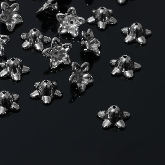 Шапочки для бусин 1,3×1,3×1 см, (набор 100 шт.), цвет серебро