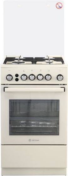 Плита газовая De Luxe 5040.40Г (КР) ЧР-013 слоновая кость (стеклянная крышка) реш.чугун