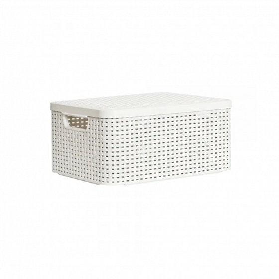 Корзина RATTAN STYLE BOX M  крышка кремовая