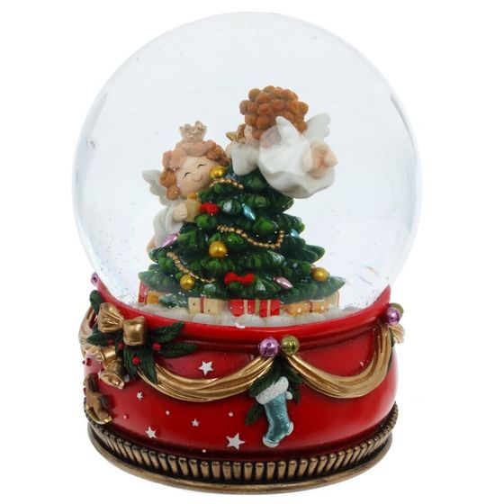 Фигурка декор в стекл шаре &quot;Ангелочки&quot; (муз с ключ), D15 см, L15 W15 H20,5 см