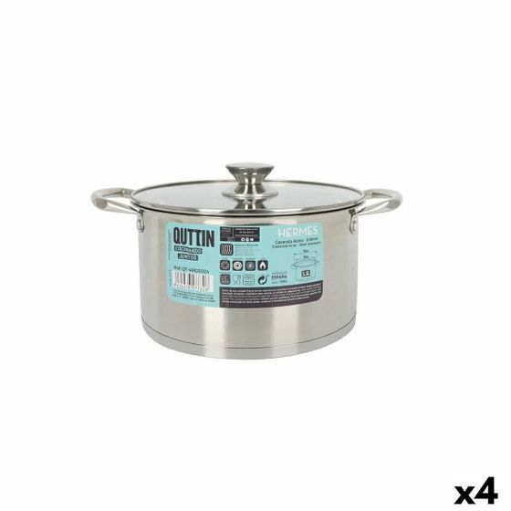 Кастрюля со стеклянной крышкой Quttin Hermes Сталь 5,5 L (4 штук)