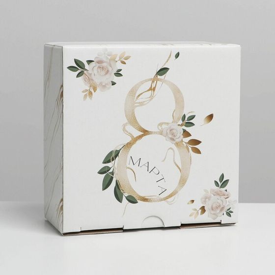 !09 Коробка-пенал (набор 2 штуки) сборная «8 Марта» 15 х 15 х 7 см.