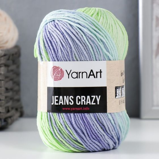 Пряжа &quot;Jeans crazy&quot; 55% хлопок, 45% акрил 160м/50гр (8208 сирень-зелен.)