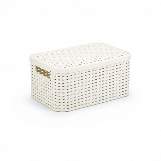 Корзина RATTAN STYLE BOX S + крышка кремовая