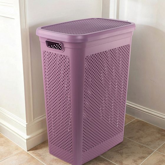 Корзина для белья DIAMOND фиолетовая 48л 44.5х28.3х59.2см узкая