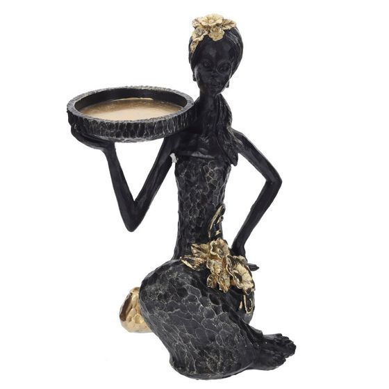 Фигурка декоративная "Африканка" с подставкой д/мелочей, L16,5 W12,5 H24 см