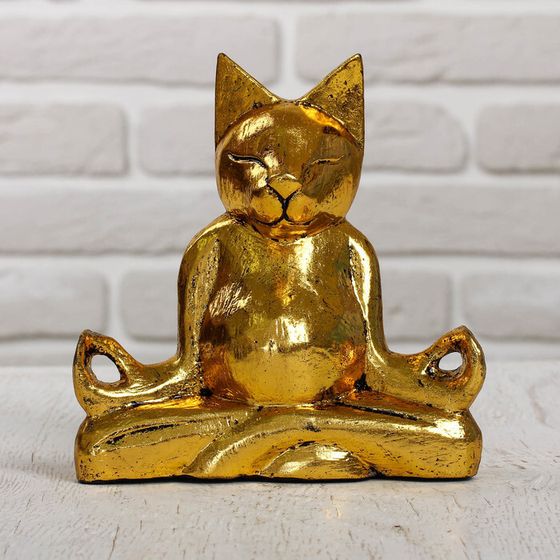 Сувенир дерево &quot;Кот йог&quot; 15х6,5х15 см
