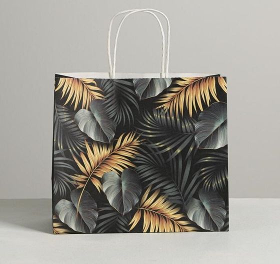 !Пакет подарочный 2 штуки крафтовый «Тропики», 25 × 22 × 12 см