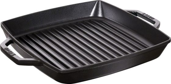 Patelnia Zwilling Kwadratowa patelnia żeliwna grillowa STAUB z dwoma uchwytami 40511-683-0 - czarna 28 cm