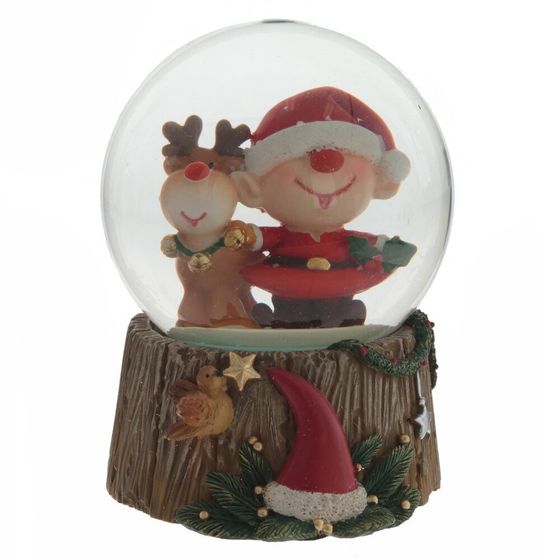 Фигурка декор в стекл шаре &quot;Гном и Олень&quot;, D6,5 см, L6,5 W6,5 H9 см, 2в.