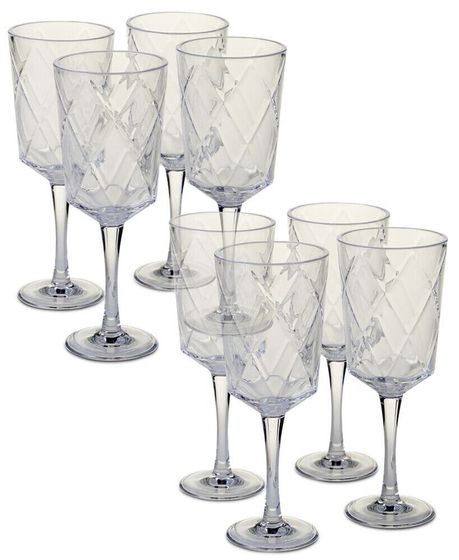 Clear Diamond Acrylic 8-Pc. All-Purpose Goblet Set