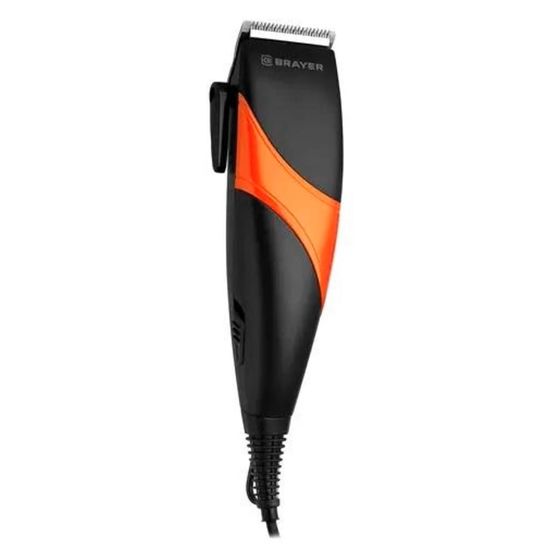 Машинка для стрижки Brayer BR3433 сеть (насадок 4шт) черный/оранжевый