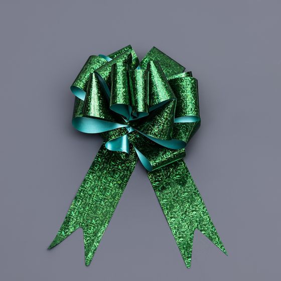 !09 Комплект 15 бант-шар микс: №5 голография, цвет желтый (4 штуки) + №5 голография, цвет зеленый (6 штук) + №4.5 "Тонкие полосы", цвет синий (5 штук)