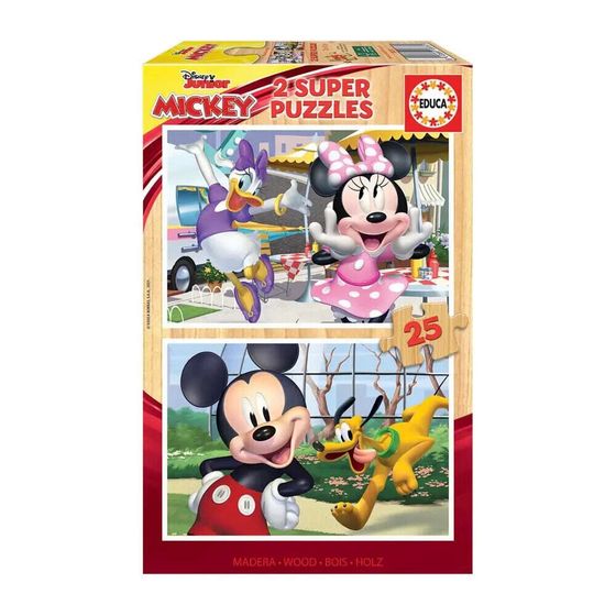 EDUCA BORRAS 2X25 Pieces Pieces Mickey &amp; Friends Wooden Puzzle