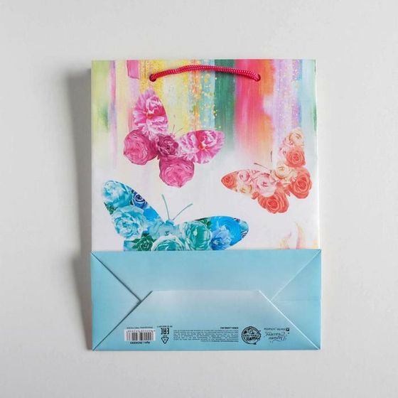 !НАБОР 2 ШТУКИ - Пакет ламинированный вертикальный «Бабочки», 18 × 23 × 8 см.